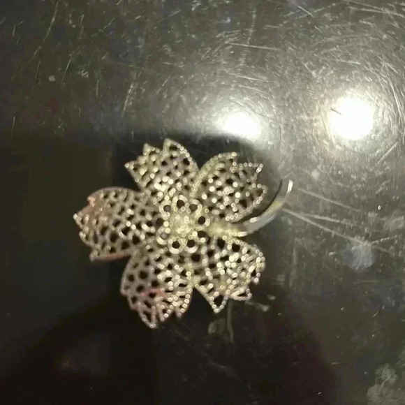 Scaly‎  Silver Tone Flower Brooches - Picture 2 of 4